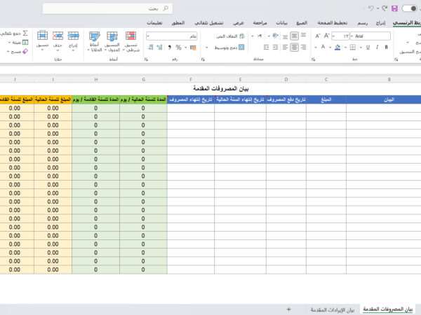 بيان المصروفات والإيرادات المقدمة