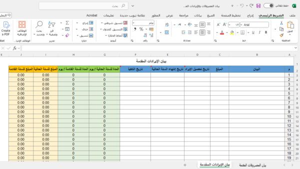 بيان المصروفات والإيرادات المقدمة