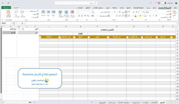 تصميم نماذج اكسل مخصصة