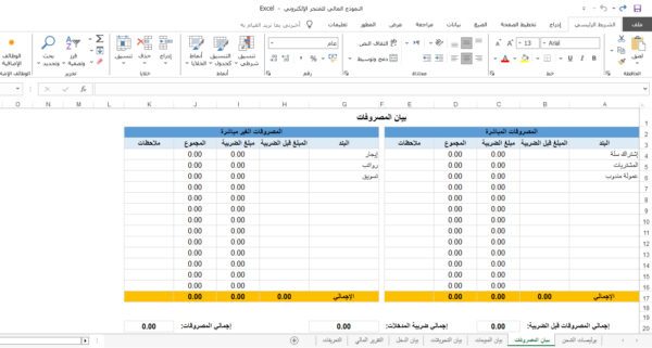 النموذج المالي للمتجر الإلكتروني النموذج المالي للمتجر الإلكتروني