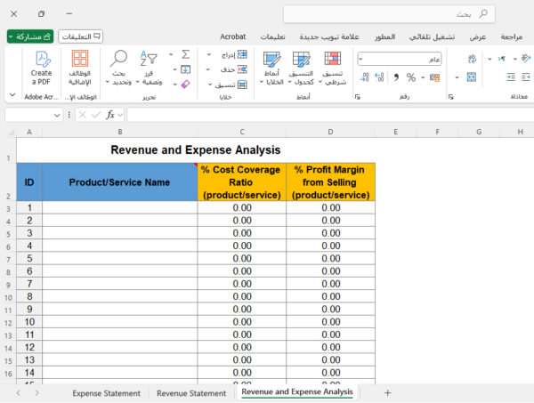 تحليل الإيرادات والمصروفات