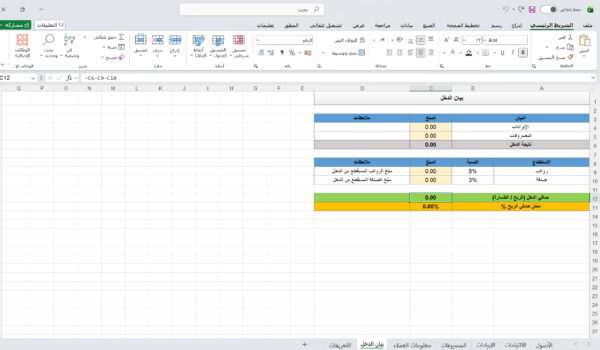 النموذج المالي لمشروع التصوير