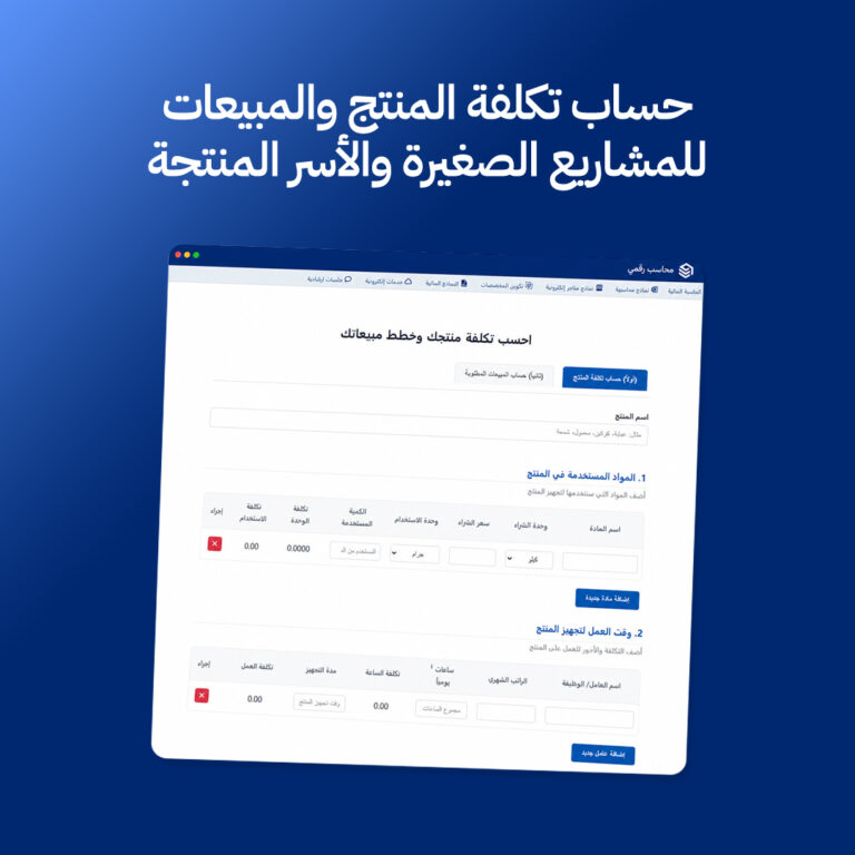 حساب تكلفة المنتج والمبيعات للمشاريع الصغيرة والأسر المنتجة